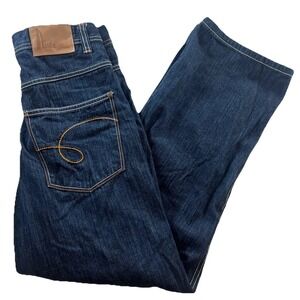 RISK Baggy Raw Denim Jeans Men's 32x32 Blue Orange Stitch Y2K Skate Streetwear